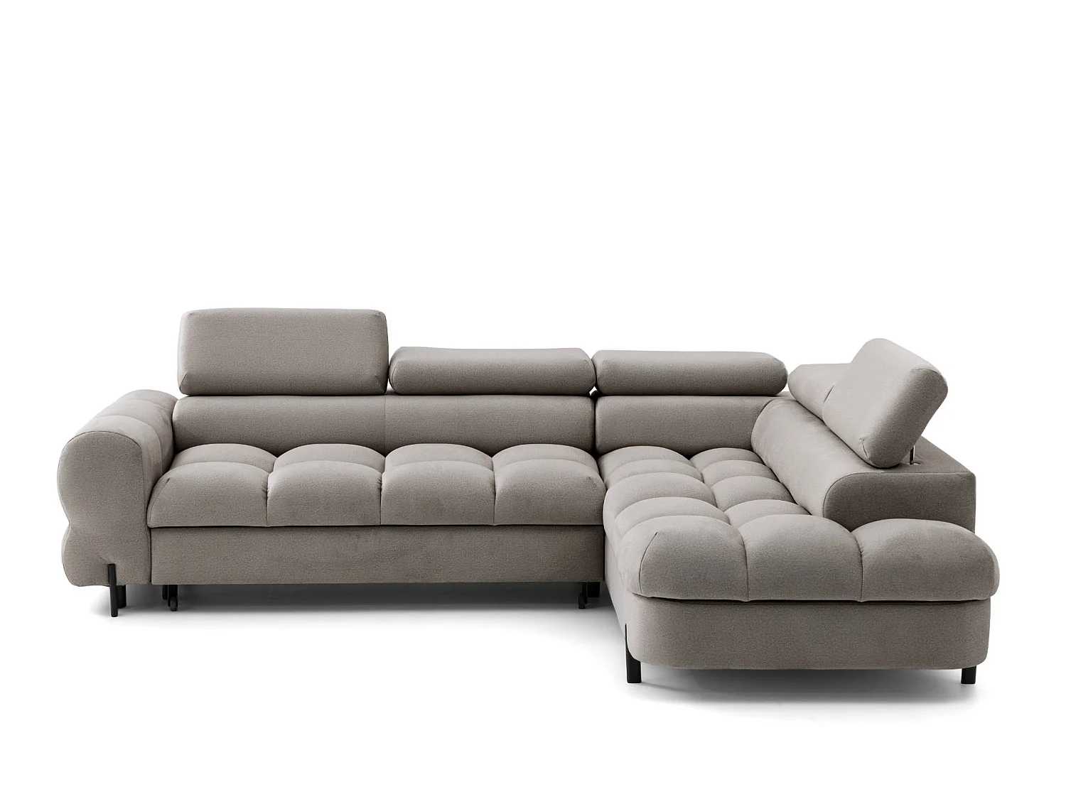 Canapé d'angle BOWL L Droite avec fonction couchage 125x195 Velours Beige