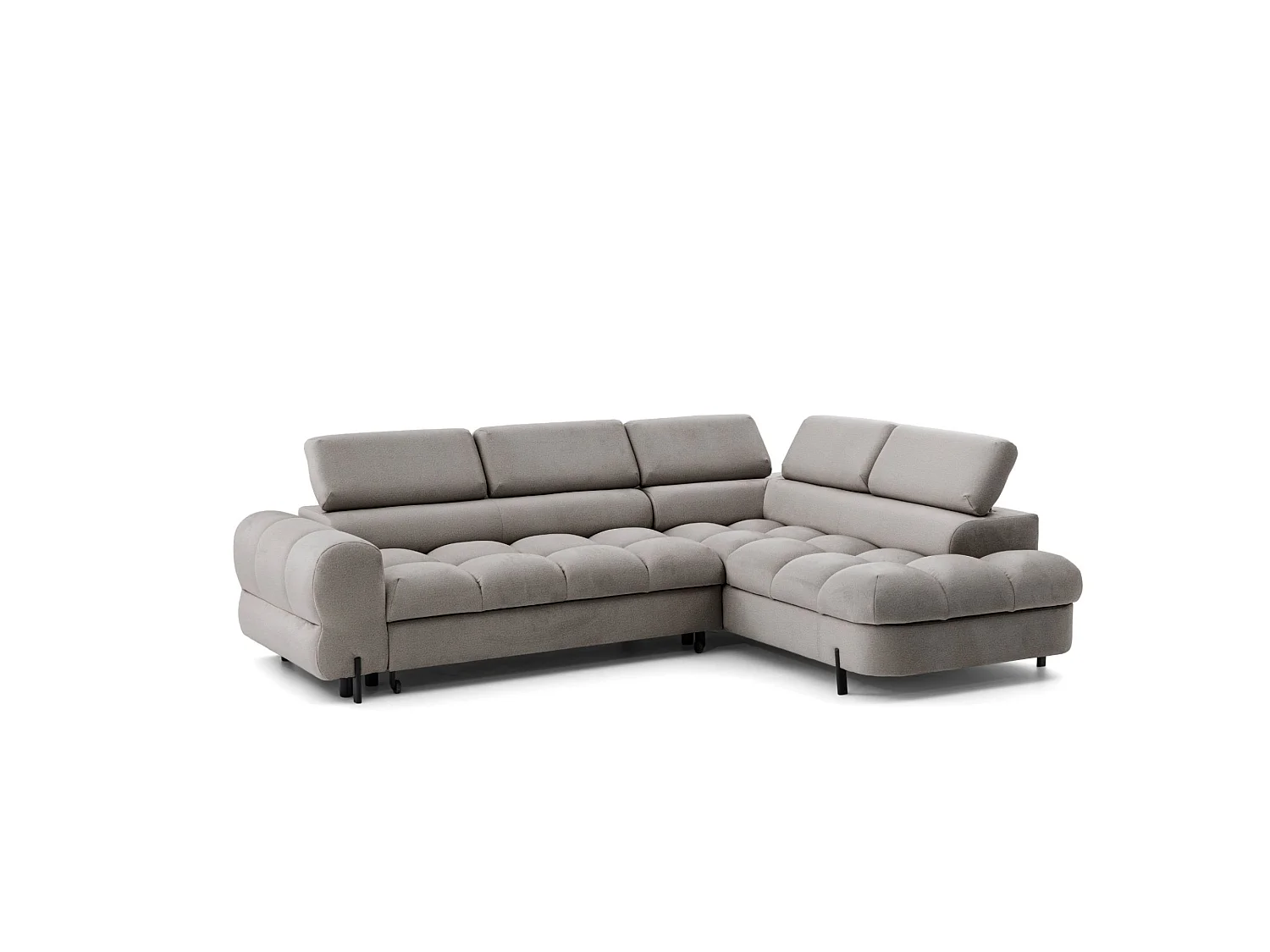 Canapé d'angle BOWL L Droite avec fonction couchage 125x195 Velours Beige