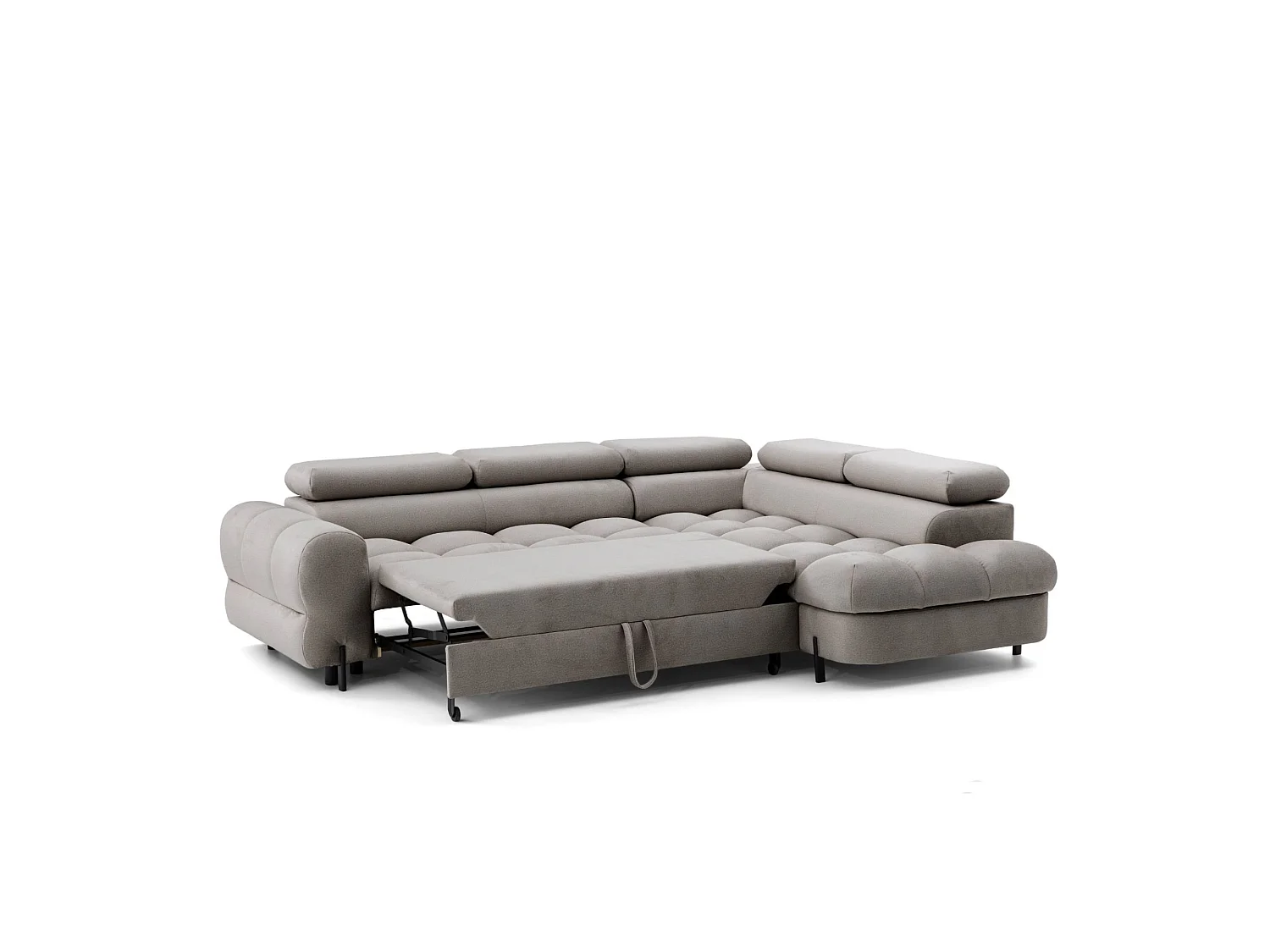 Canapé d'angle BOWL L Droite avec fonction couchage 125x195 Velours Beige