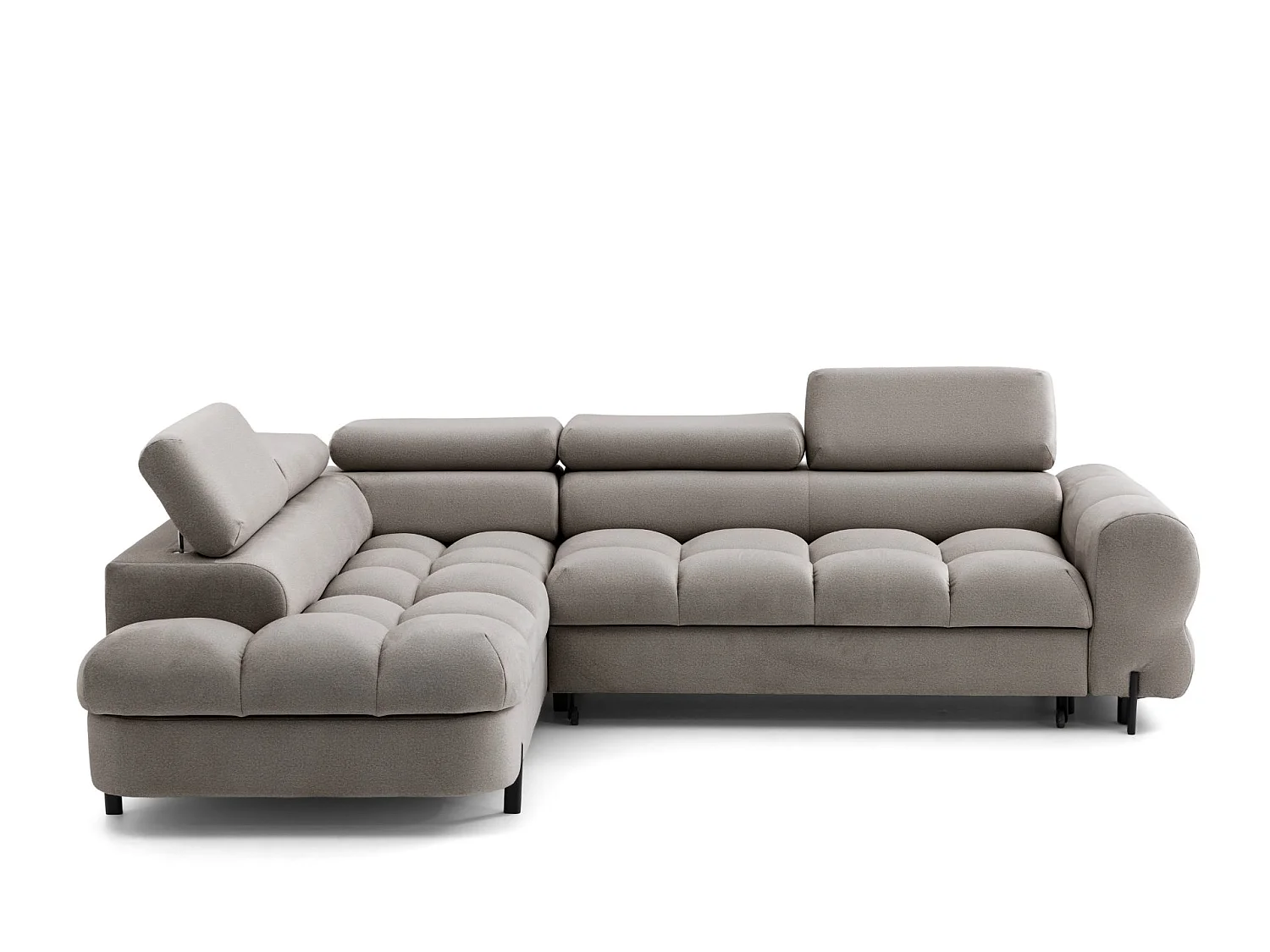 Canapé d'angle BOWL L Gauche avec fonction couchage 125x195 Velours Beige