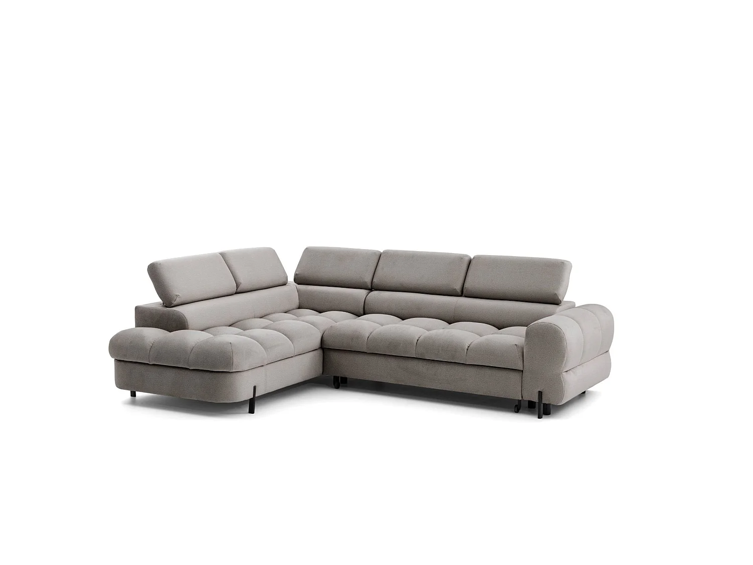 Canapé d'angle BOWL L Gauche avec fonction couchage 125x195 Velours Beige