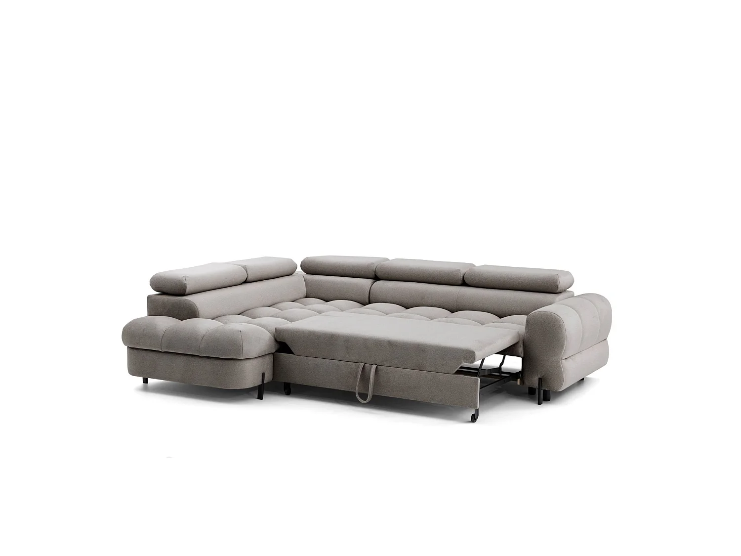 Canapé d'angle BOWL L Gauche avec fonction couchage 125x195 Velours Beige