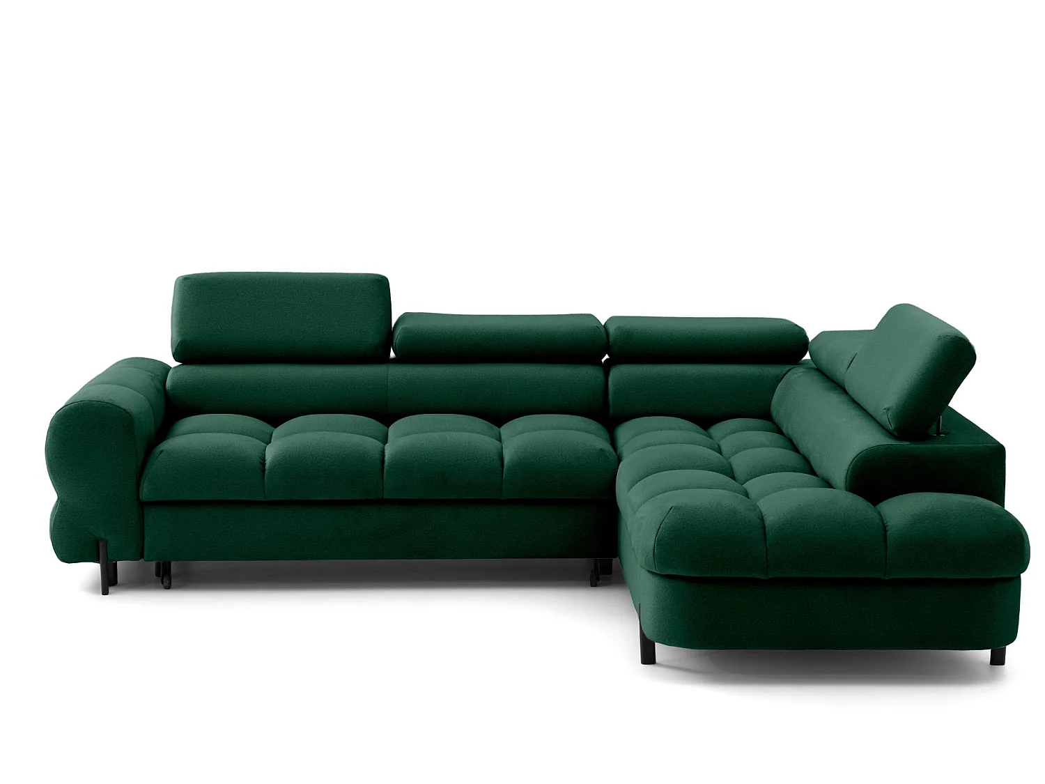 Canapé d'angle BOWL L Droite avec fonction couchage 125x195 Velours Vert