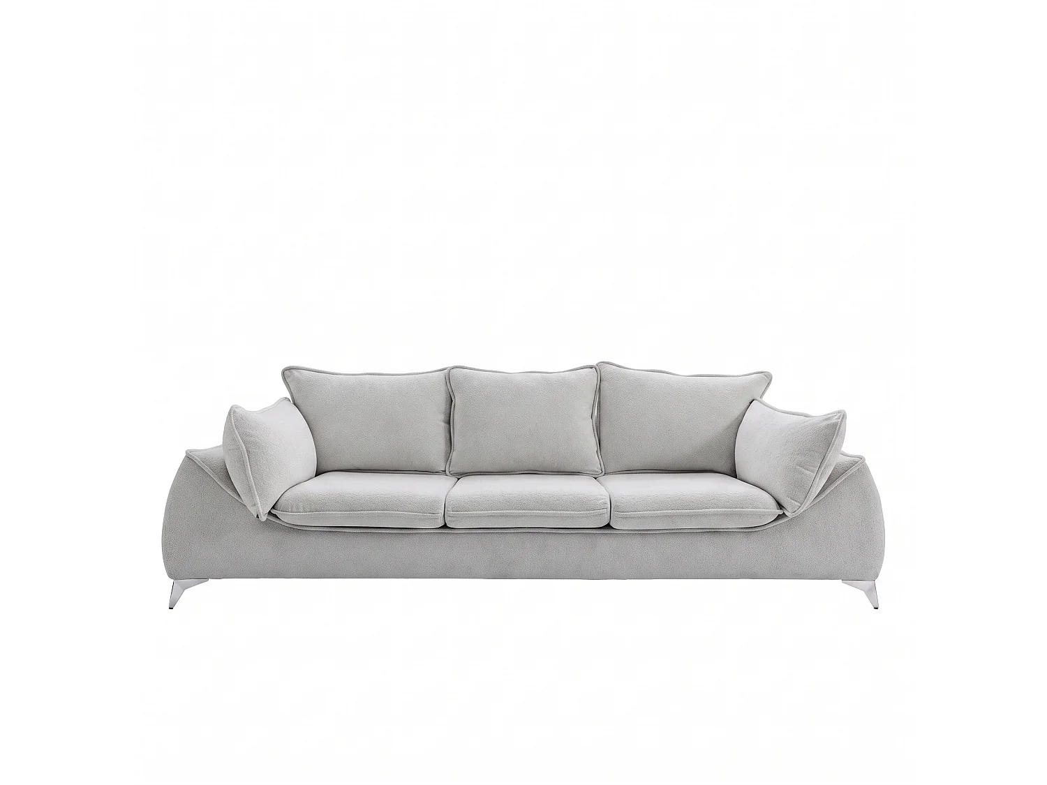 Canapé 3 places MELANI 252 cm en velours gris clair