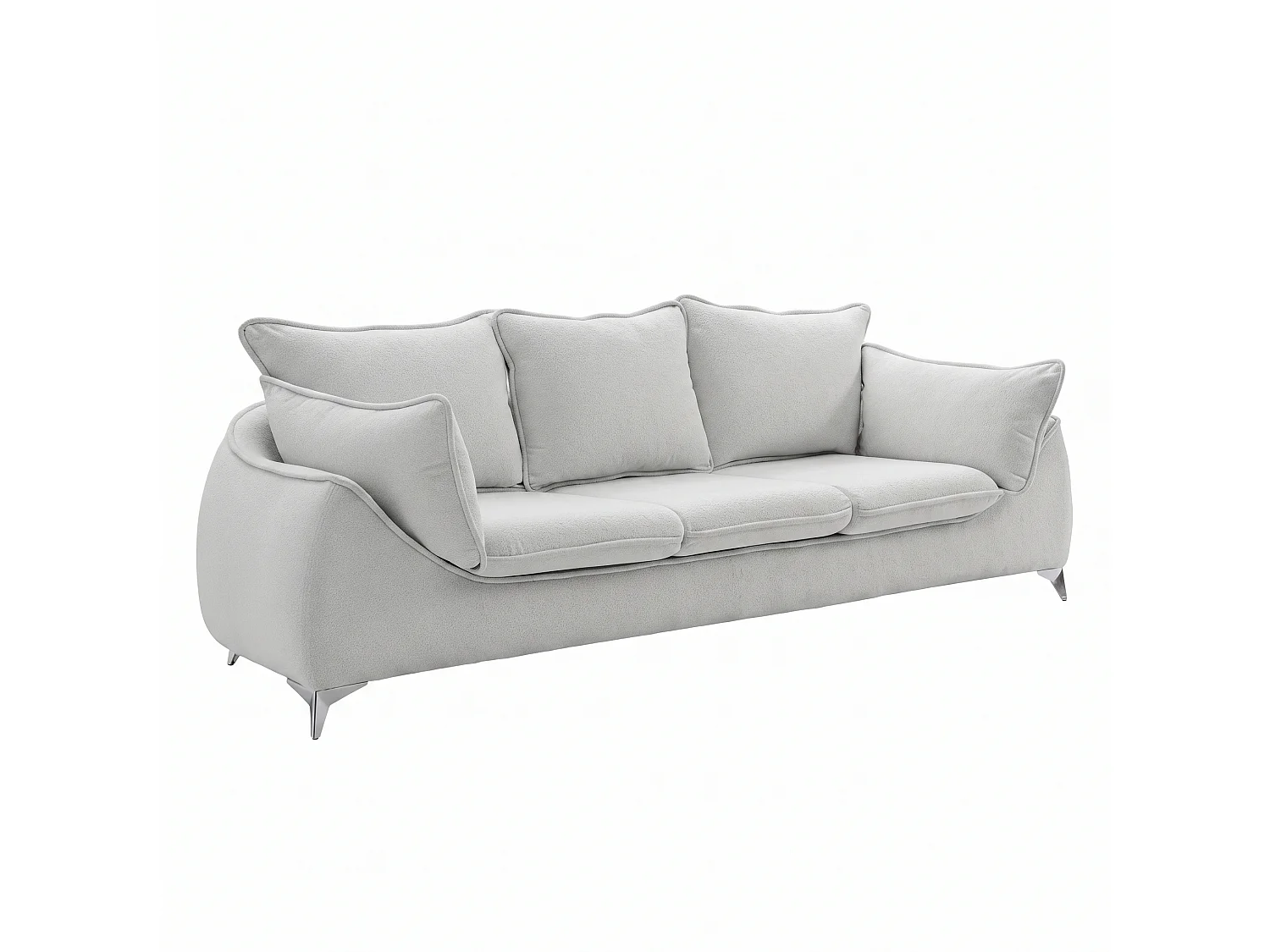 Canapé 3 places MELANI 252 cm en velours gris clair