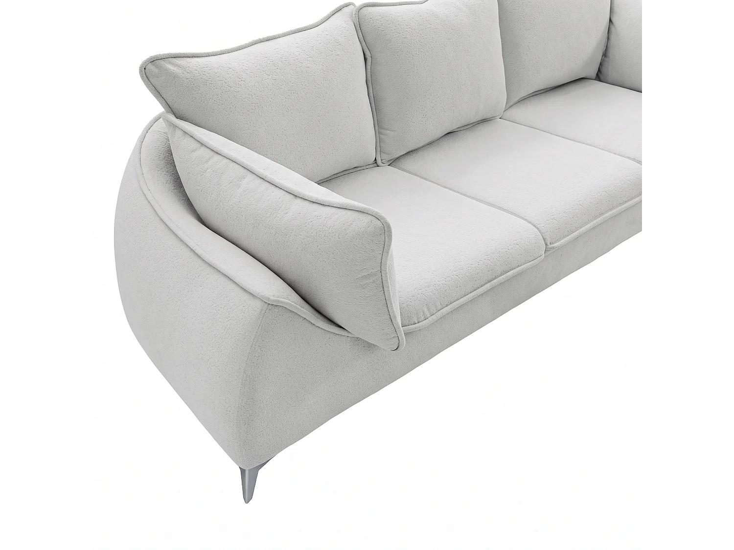 Canapé 3 places MELANI 252 cm en velours gris clair