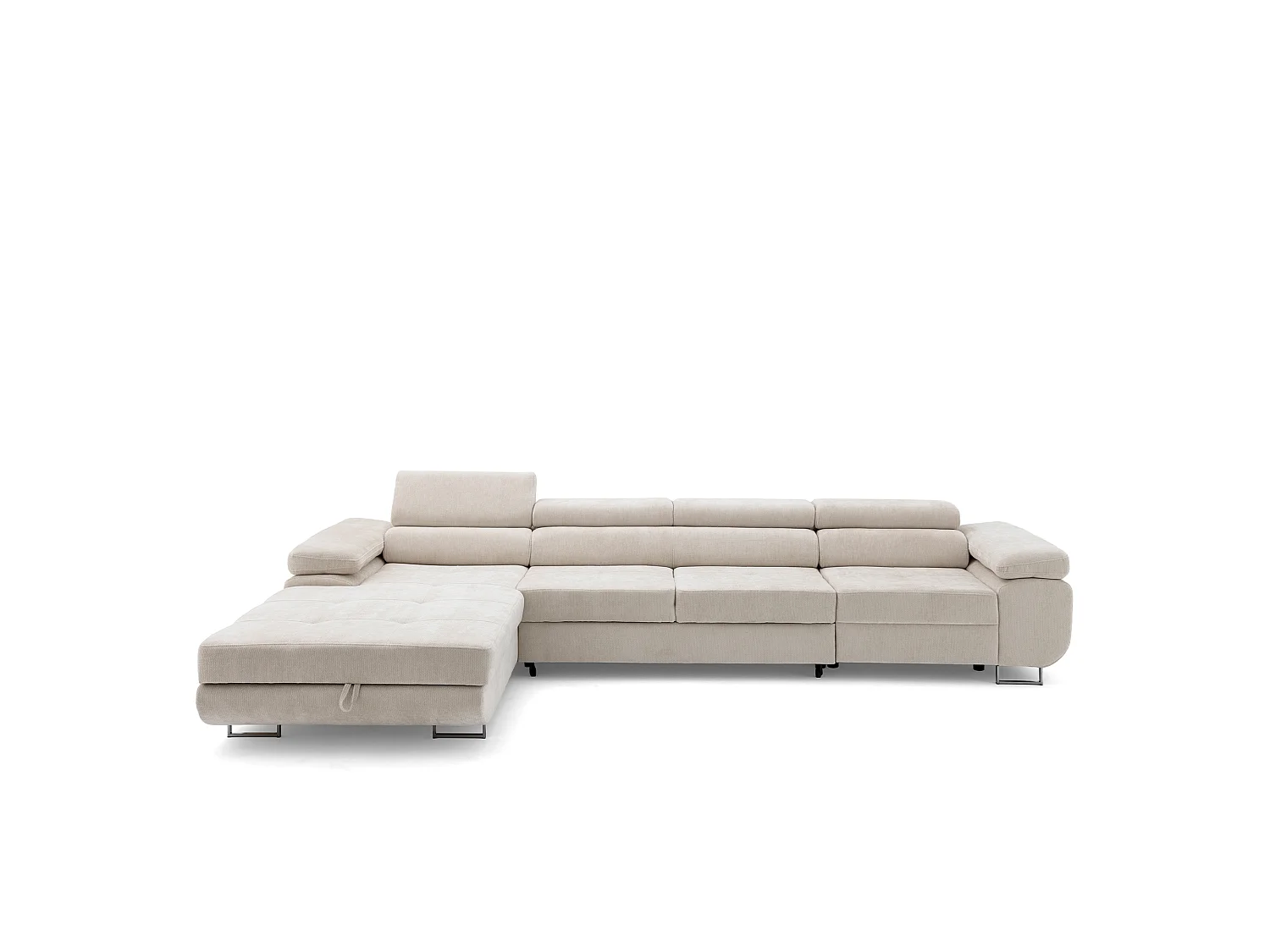 Canapé d'angle ALONZO MAXI Gauche avec fonction couchage 128x210 Chenille Beige