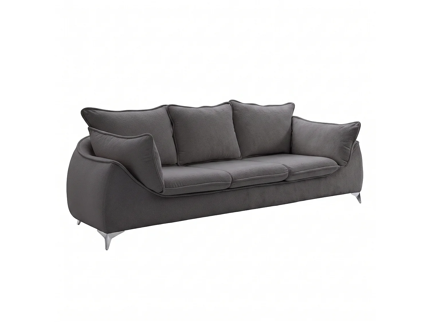 Canapé 3 places MELANI 252 cm en velours anthracite