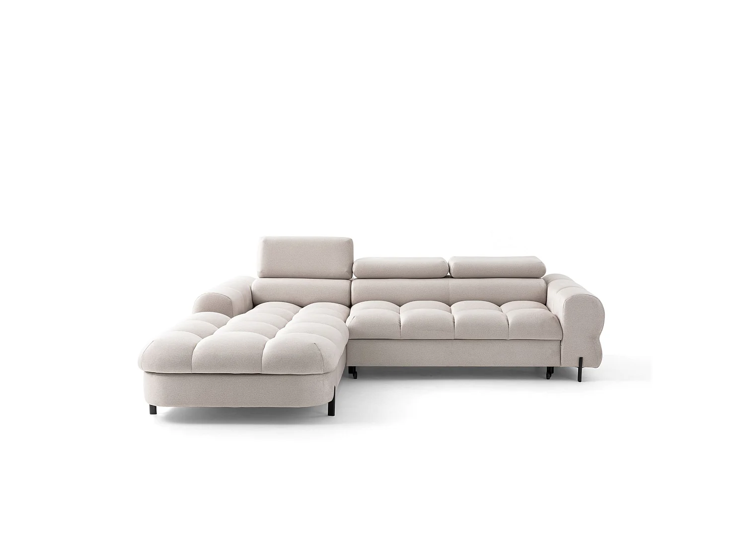 Canapé d’angle UFFO L gauche convertible 260 × 195 cm en velours creme