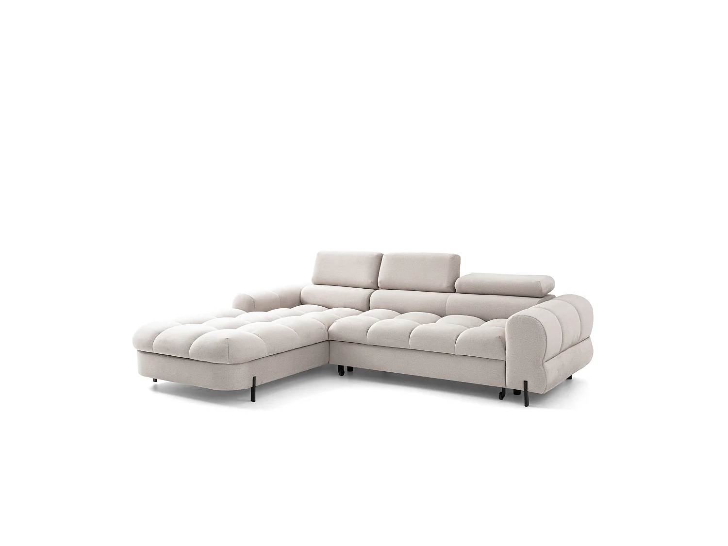 Canapé d’angle UFFO L gauche convertible 260 × 195 cm en velours creme