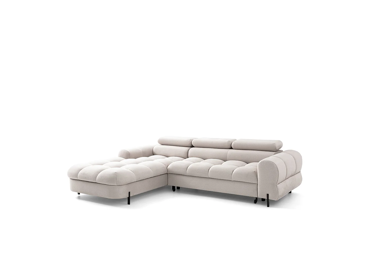 Canapé d’angle UFFO L gauche convertible 260 × 195 cm en velours creme