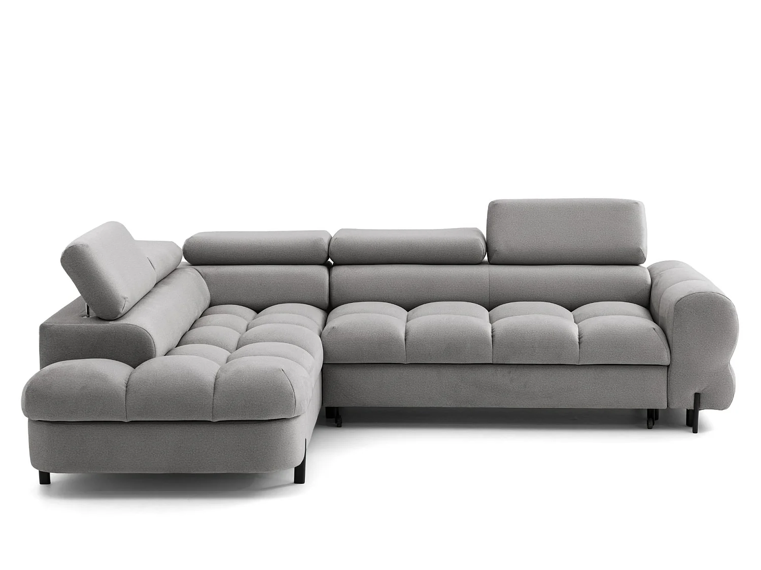 Canapé d'angle BOWL L Gauche avec fonction couchage 125x195 Velours Gris