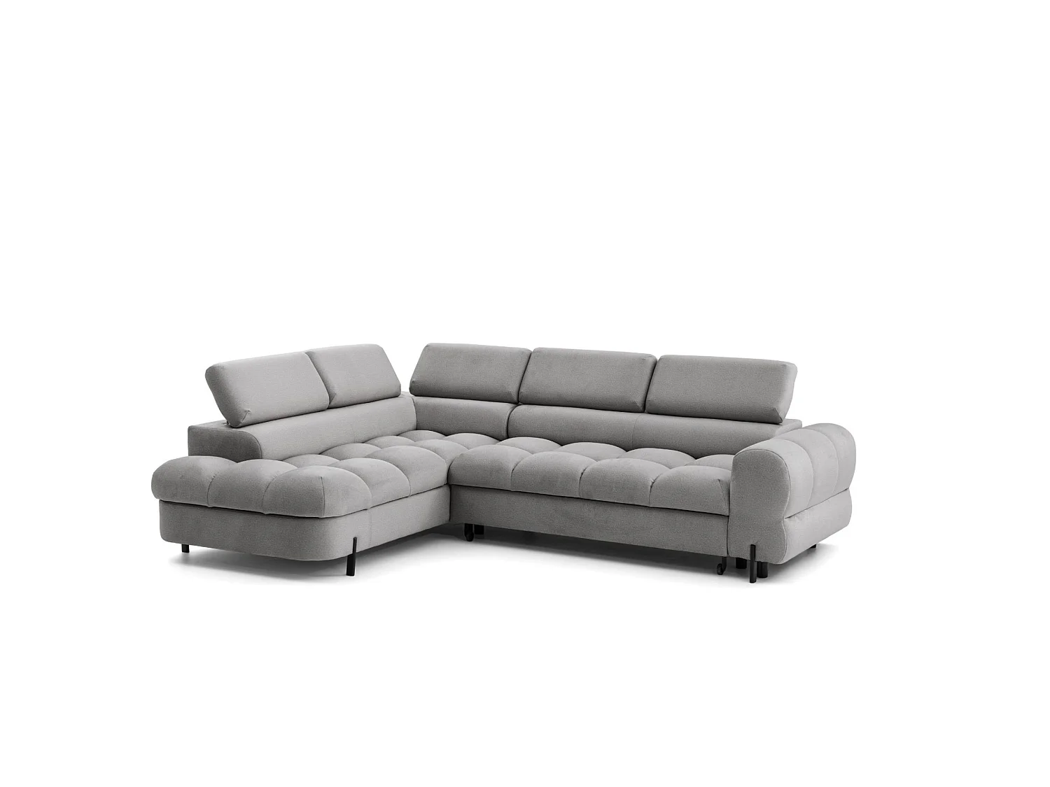 Canapé d'angle BOWL L Gauche avec fonction couchage 125x195 Velours Gris