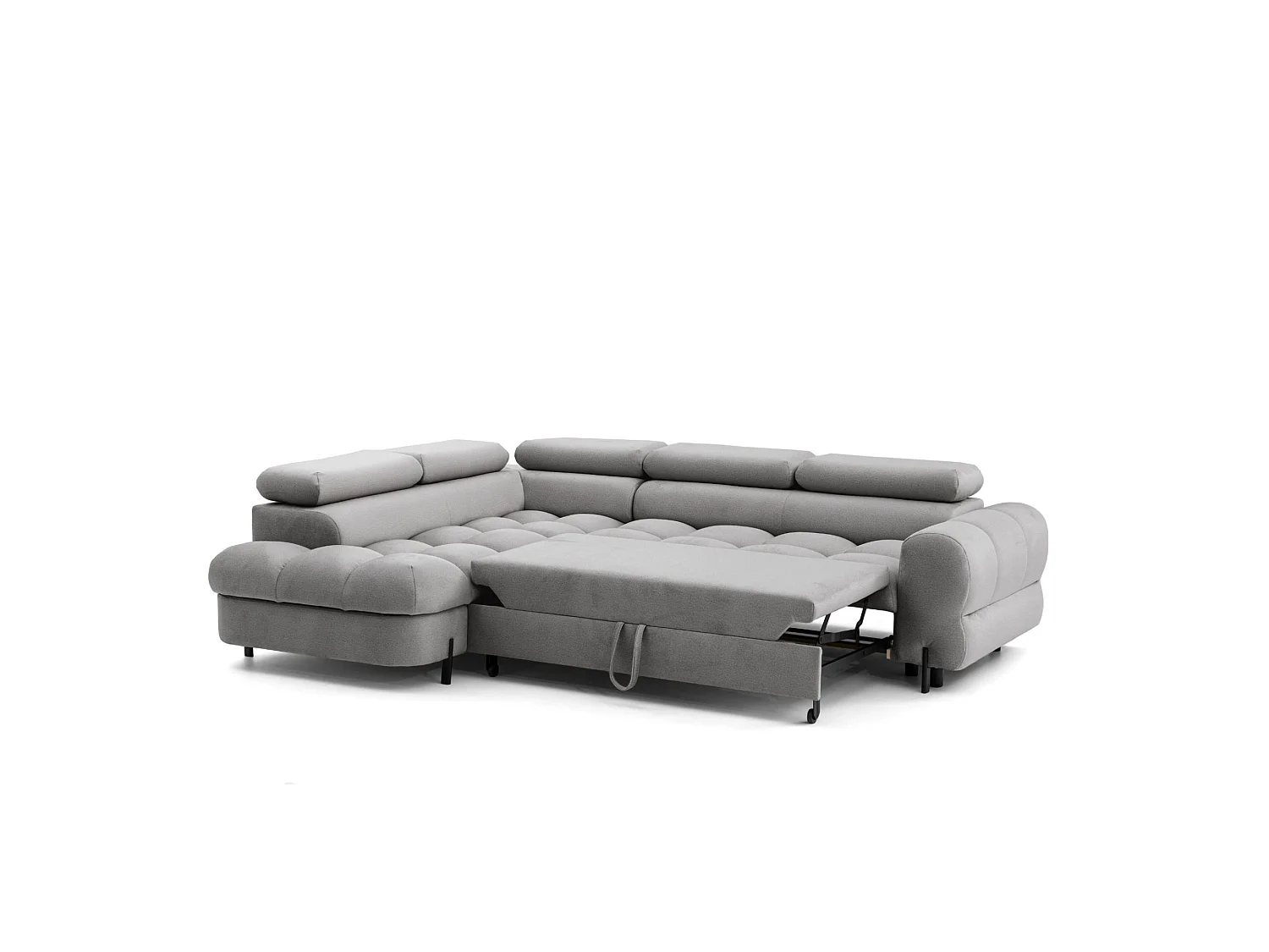 Canapé d'angle BOWL L Gauche avec fonction couchage 125x195 Velours Gris
