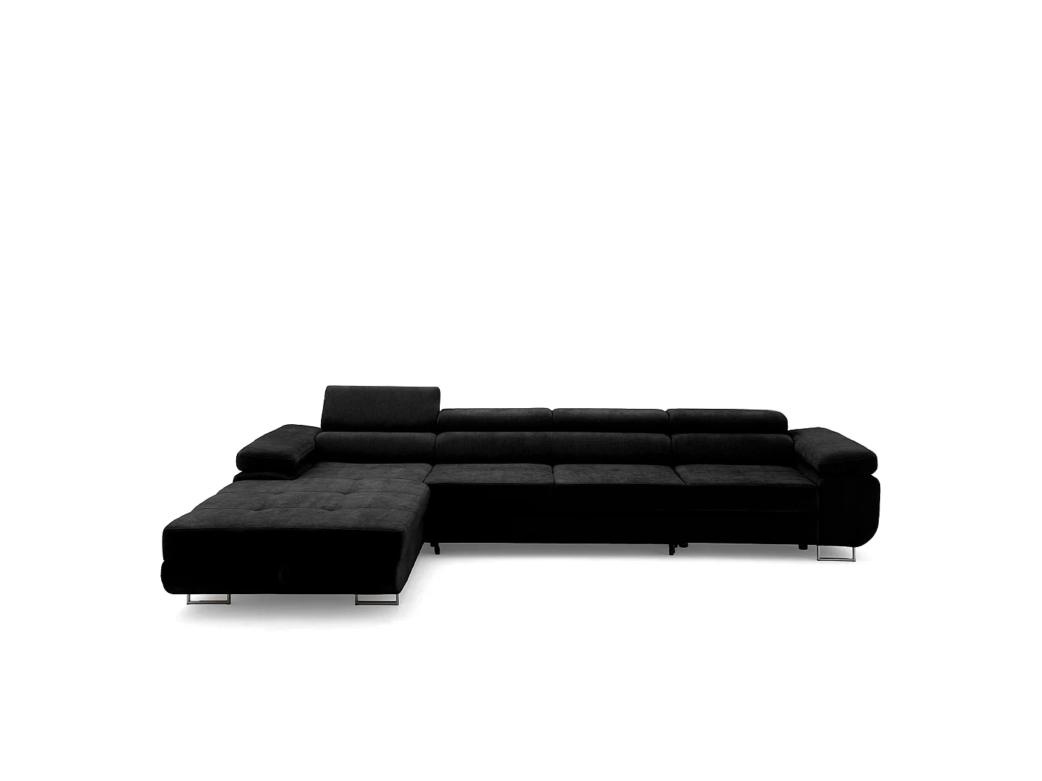 Canapé d'angle ALONZO MAXI Gauche avec fonction couchage 128x210 Chenille Noir