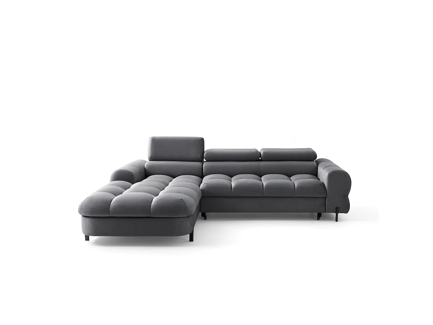 Canapé d’angle UFFO L gauche convertible 260 × 195 cm en velours gris
