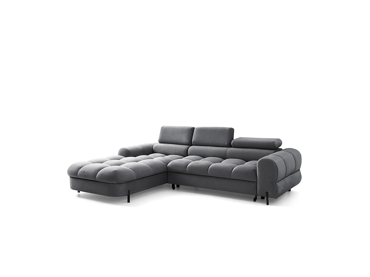 Canapé d’angle UFFO L gauche convertible 260 × 195 cm en velours gris