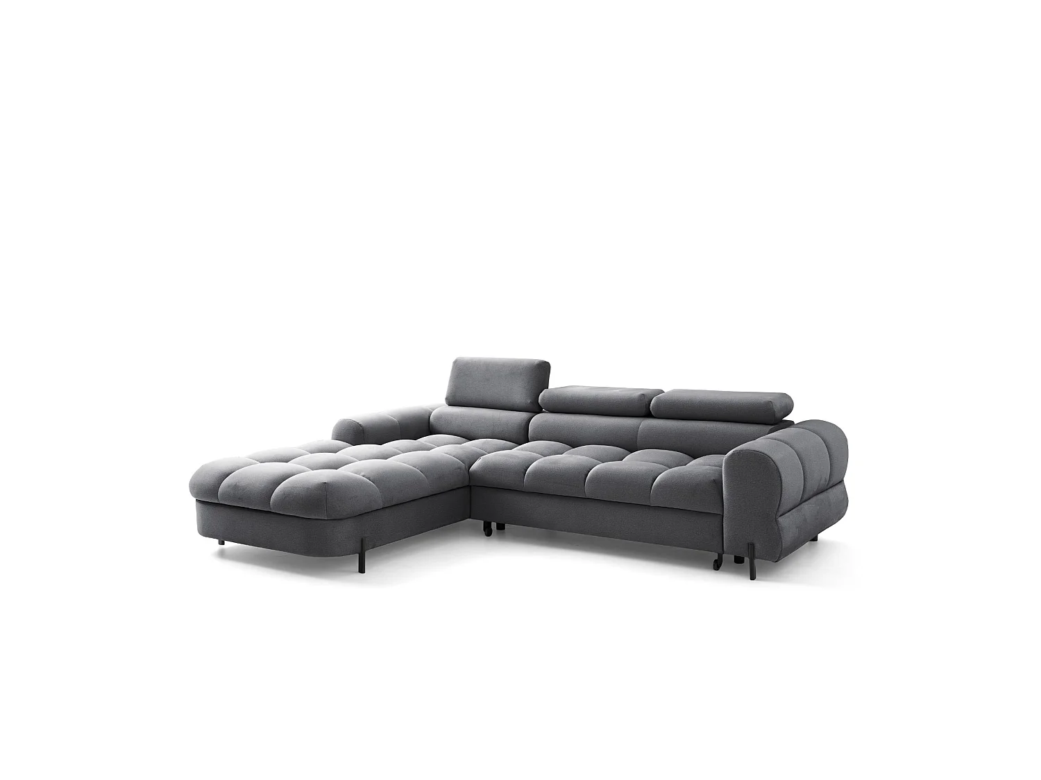 Canapé d’angle UFFO L gauche convertible 260 × 195 cm en velours gris