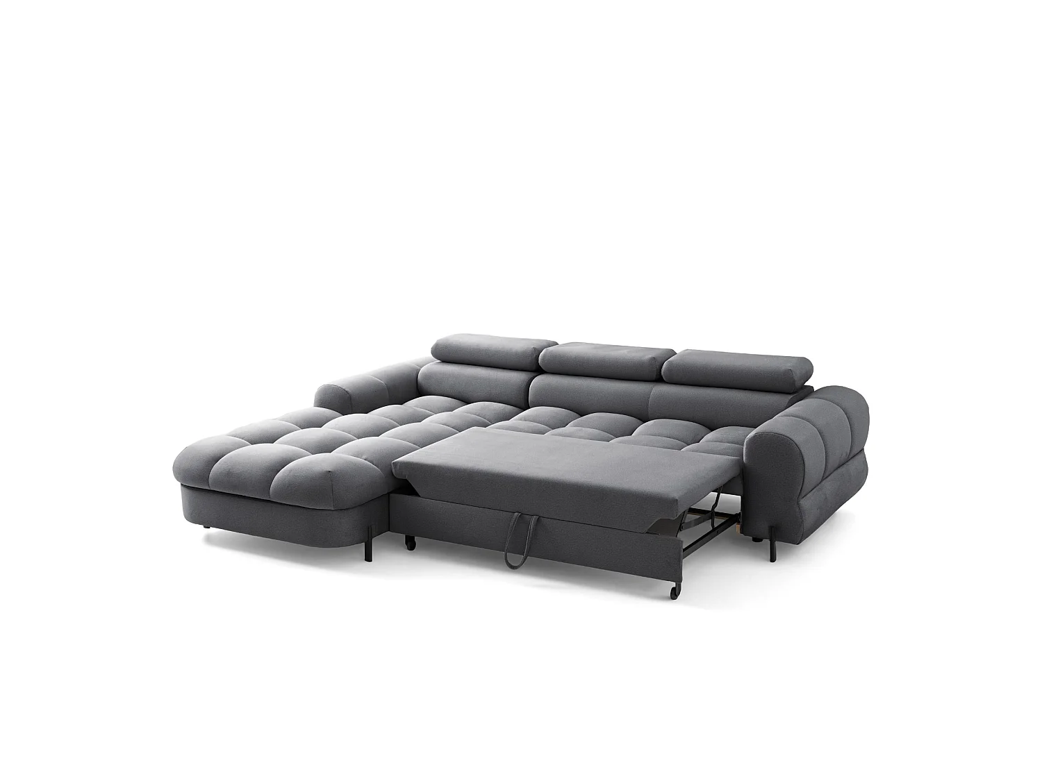Canapé d’angle UFFO L gauche convertible 260 × 195 cm en velours gris