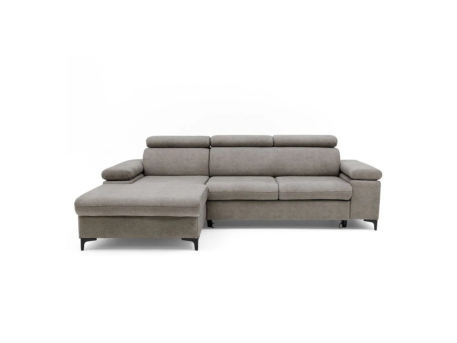 Canapé d’angle MAVIC L gauche avec fonction couchage en velours 126 x 200 cm beige