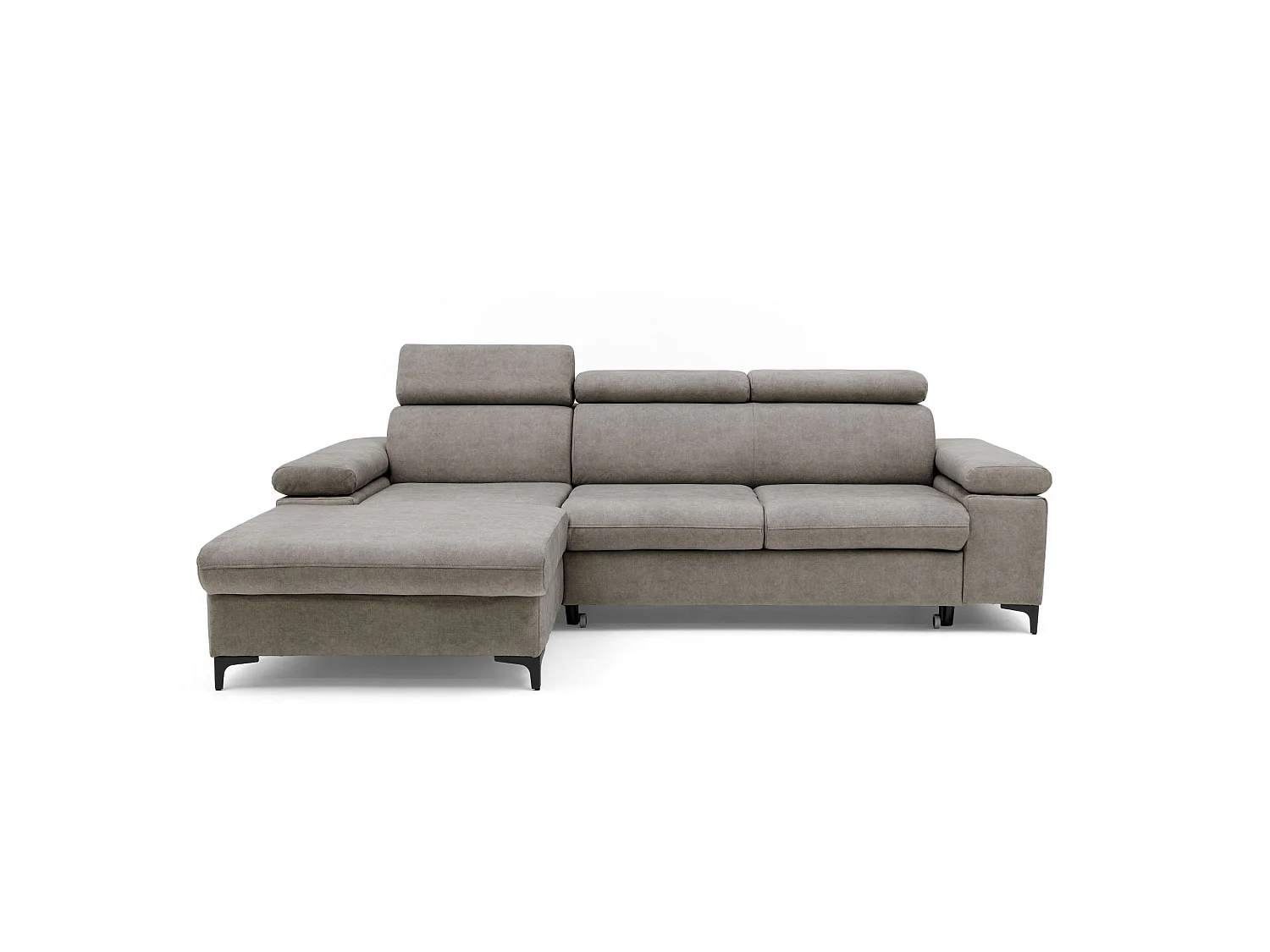 Canapé d’angle MAVIC L gauche avec fonction couchage en velours 126 x 200 cm beige
