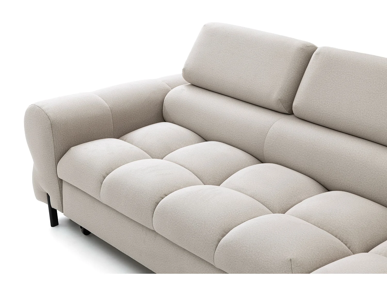Canapé d'angle BOWL L Droite avec fonction couchage 125x195 Velours Creme