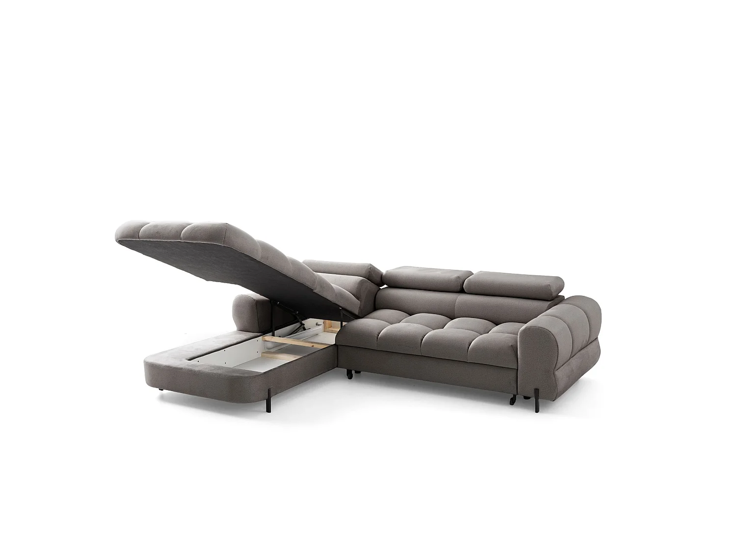 Canapé d’angle UFFO L gauche convertible 260 × 195 cm en velours beige