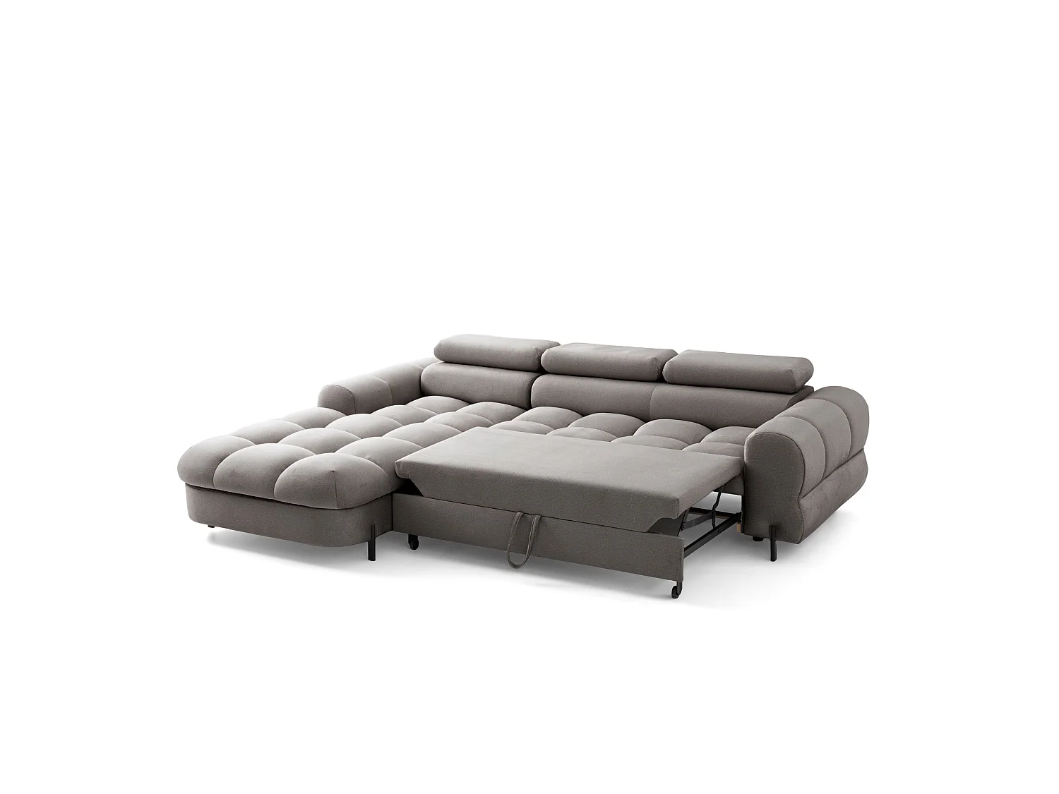 Canapé d’angle UFFO L gauche convertible 260 × 195 cm en velours beige