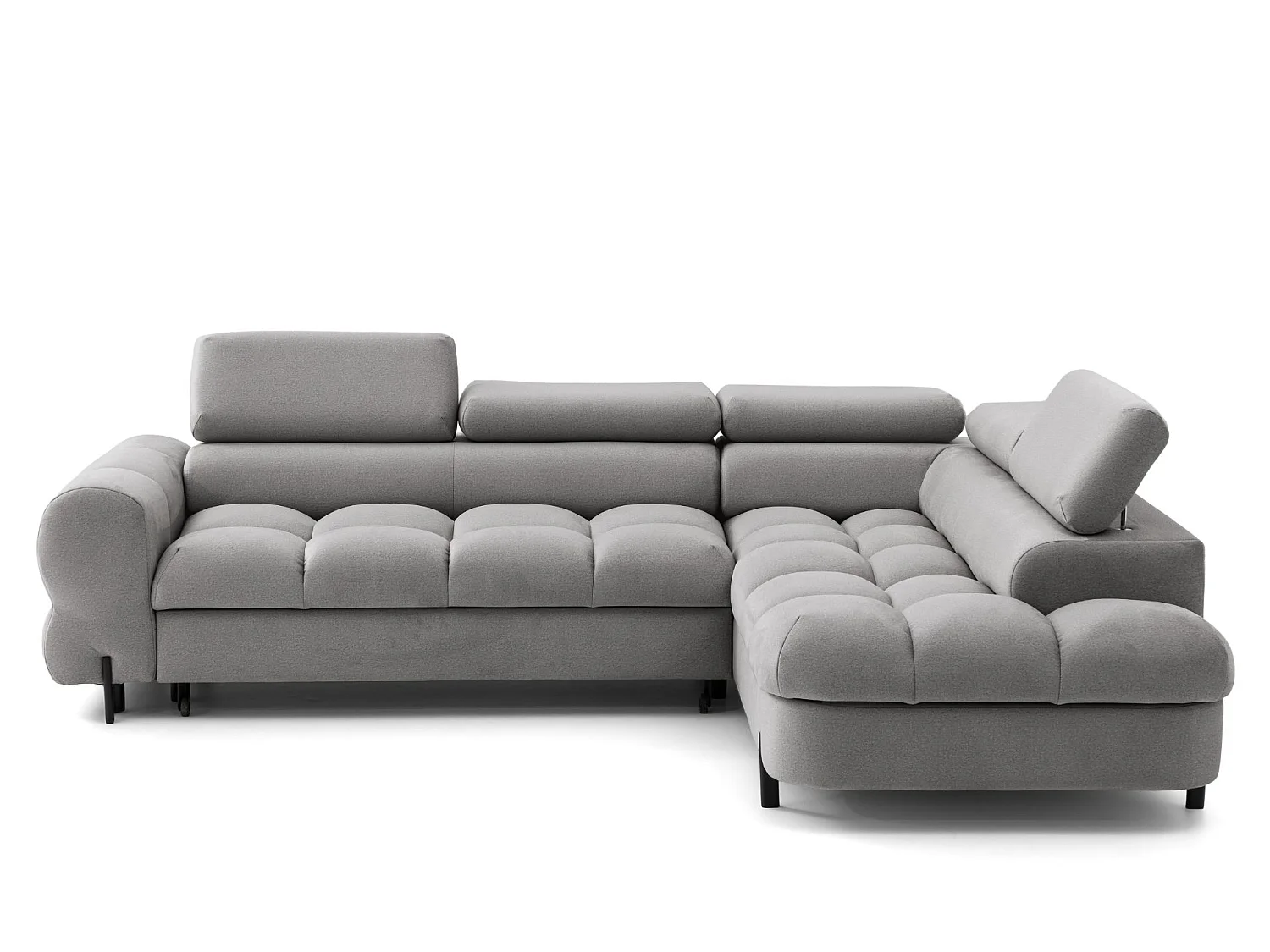 Canapé d'angle BOWL L Droite avec fonction couchage 125x195 Velours Gris