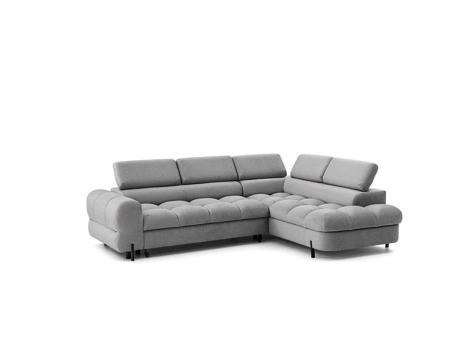 Canapé d'angle BOWL L Droite avec fonction couchage 125x195 Velours Gris