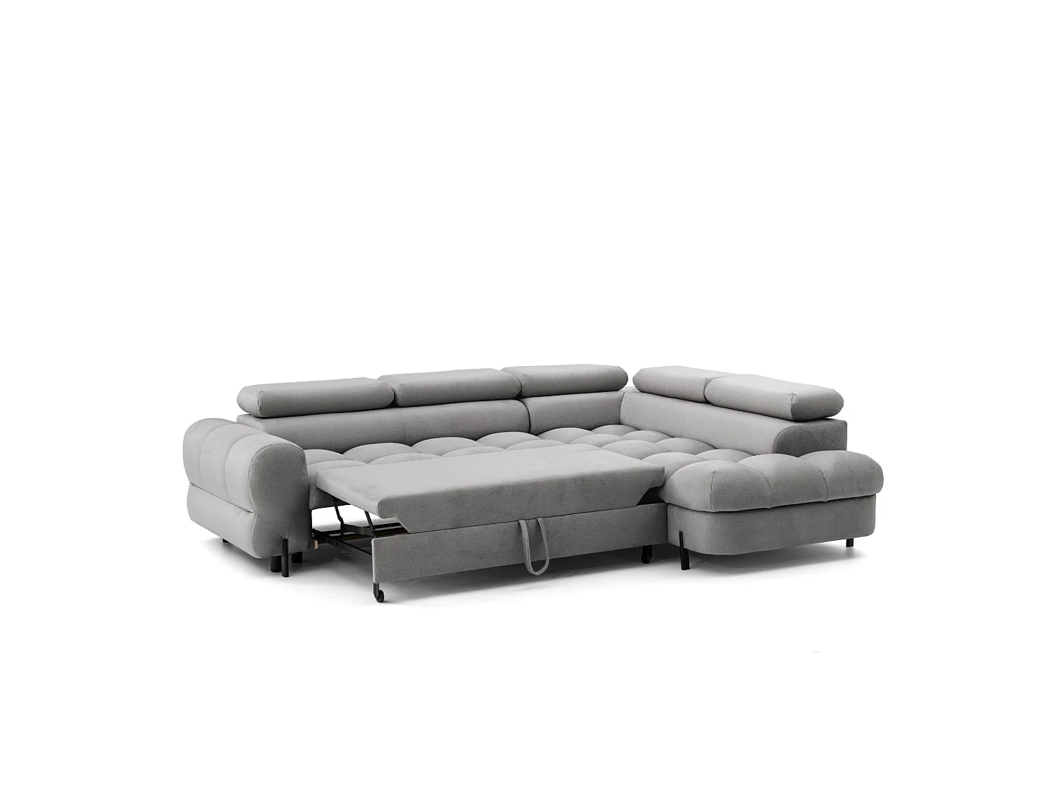 Canapé d'angle BOWL L Droite avec fonction couchage 125x195 Velours Gris
