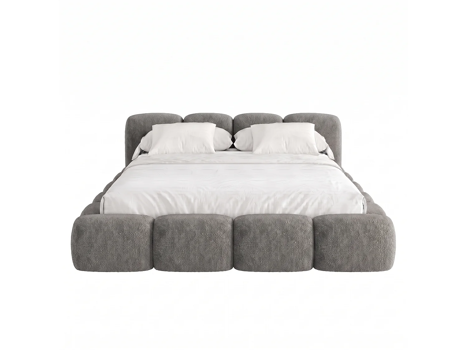Lit capitonné SUENO 180x200 cm gris foncé, tête de lit capitonnée, sommier à lattes métalliques, coffre de lit, tissu chenille