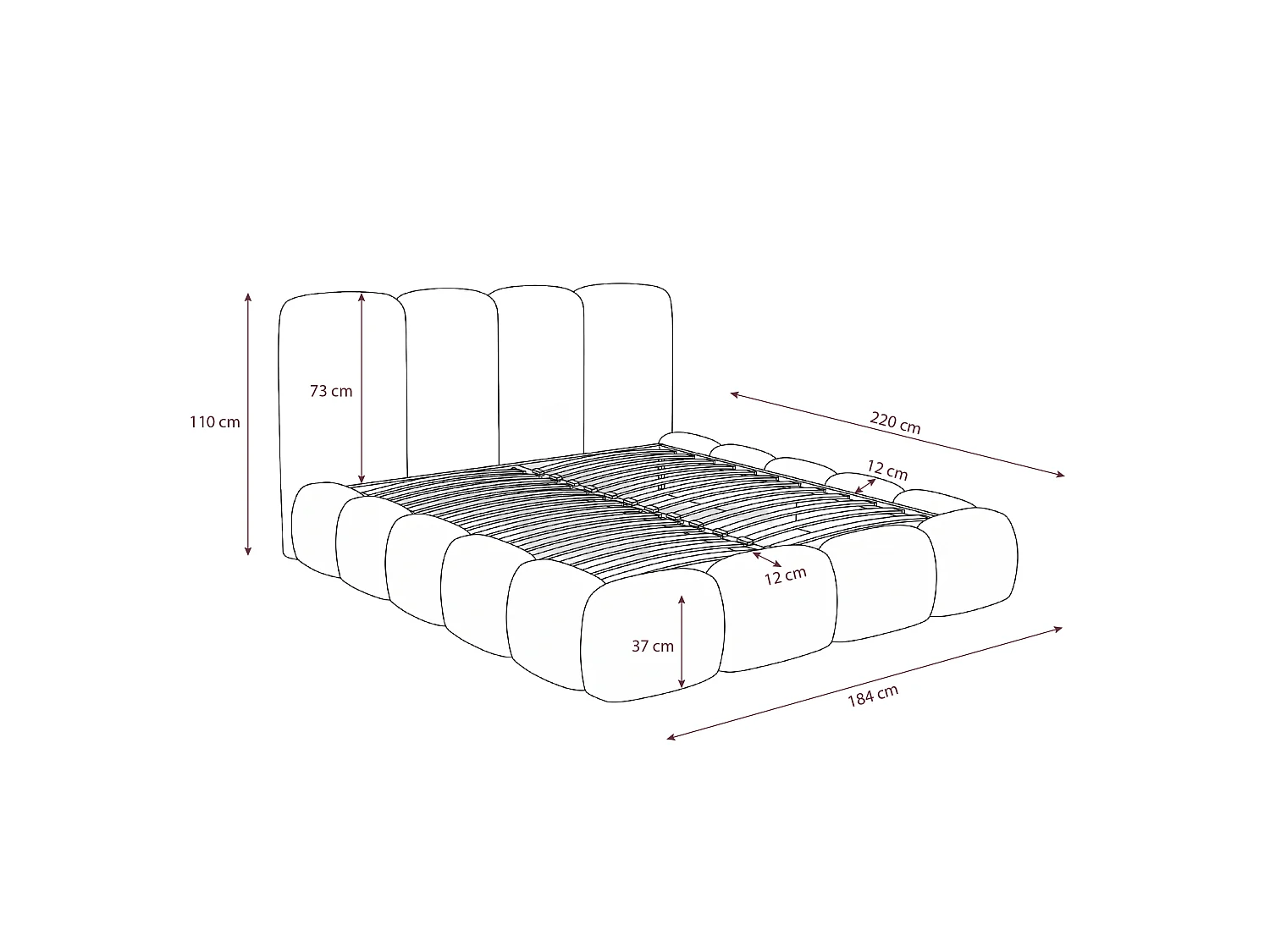 Lit rembourré SUENO MAXI  avec matelas 160 × 200 cm, gris, tête de lit rembourrée, sommier métallique à lattes, coffre de rangement, tissu chenille