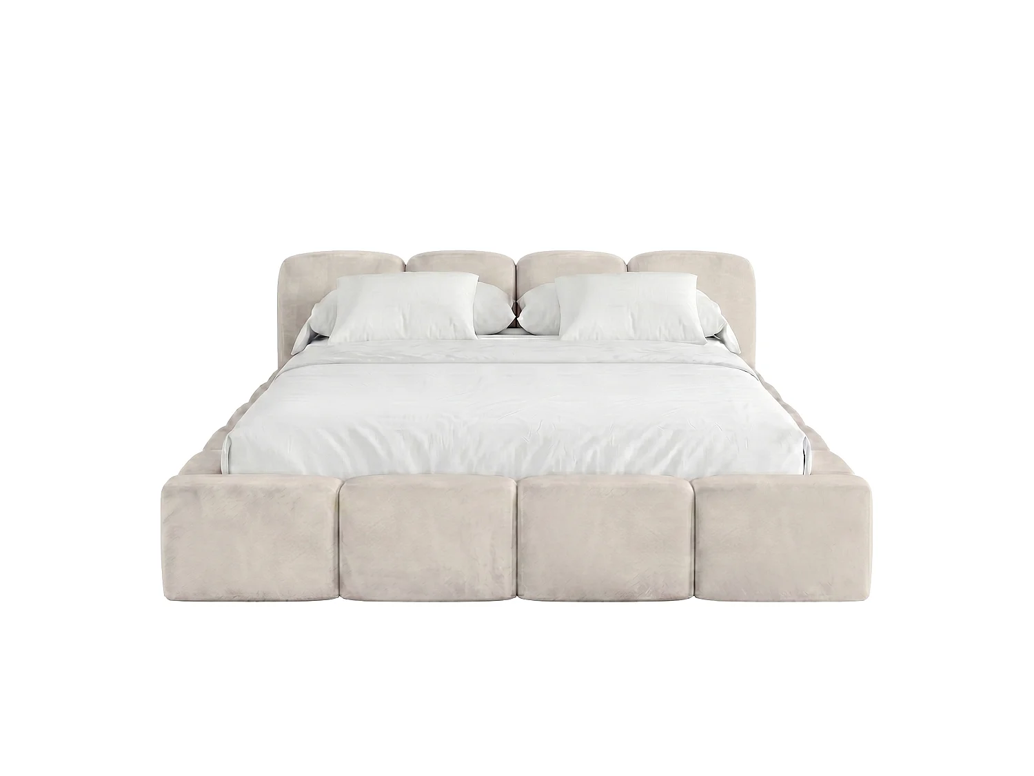 Lit rembourré SUENO 180 × 200 cm gris clair, tête de lit capitonnée, sommier métallique, coffre de rangement, tissu velours