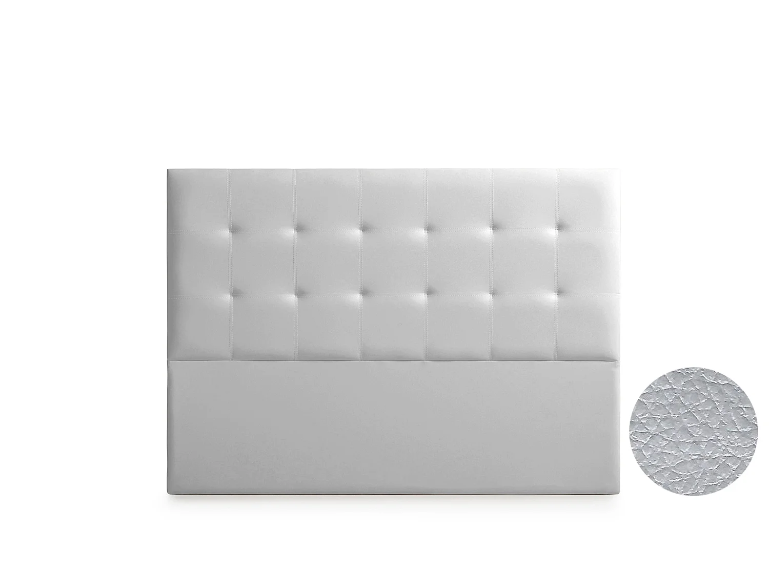 Cabeceira Estofada ASTORIA Pele Sintética 130x120x8 cm - Prata - Moonia