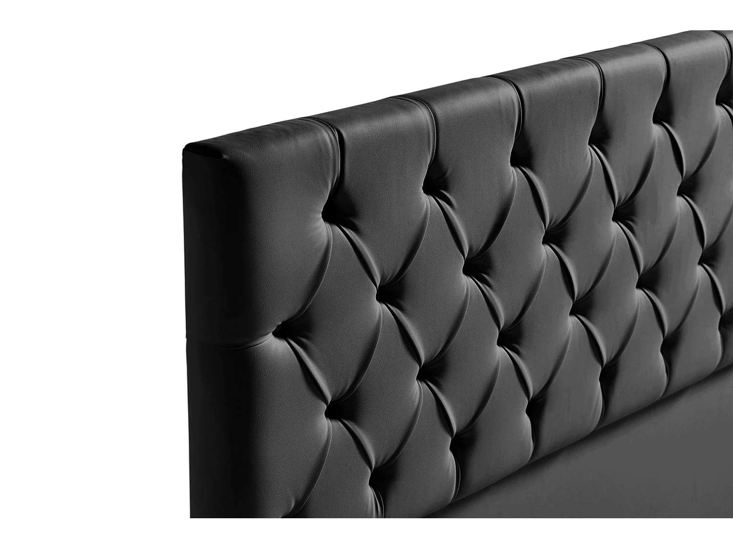Cabeceira Estofada CAPRI Pele Sintética 170x120x12 cm - PRETO - Moonia