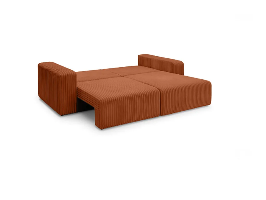 Canapé convertible 3 places en velours côtelé cuivré SOFA MELO