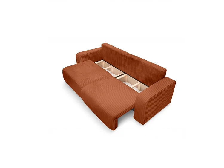 Canapé convertible 3 places en velours côtelé cuivré SOFA MELO