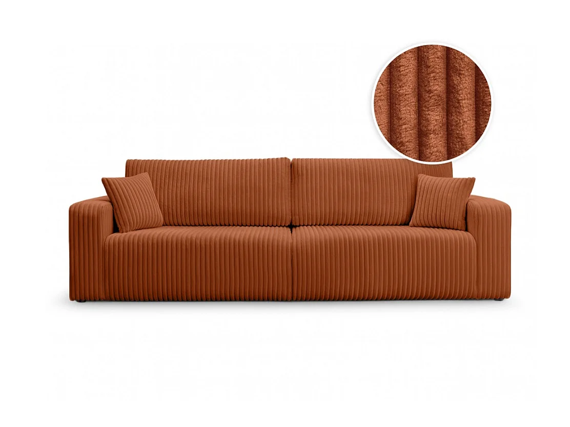 Canapé convertible 3 places en velours côtelé cuivré SOFA MELO