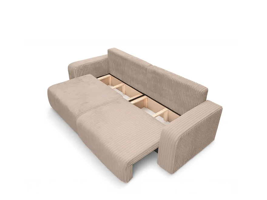 Canapé convertible 3 places en velours côtelé beige SOFA MELO