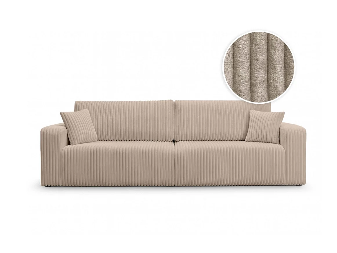 Canapé convertible 3 places en velours côtelé beige SOFA MELO