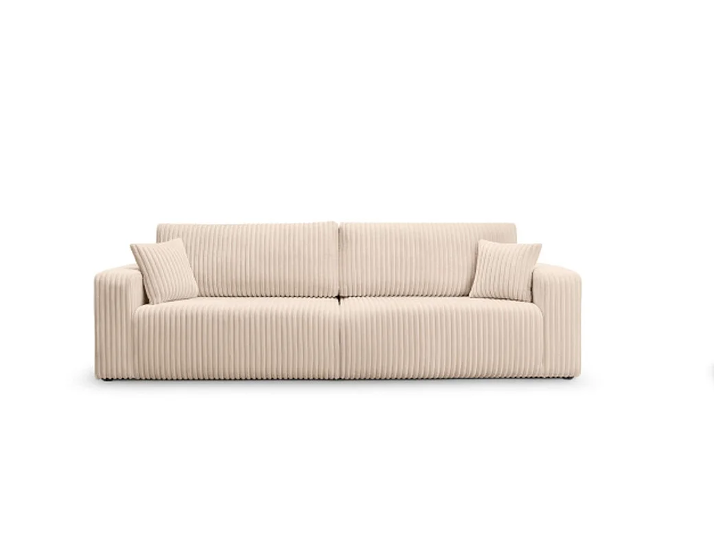 Canapé convertible 3 places en velours côtelé crème SOFA MELO