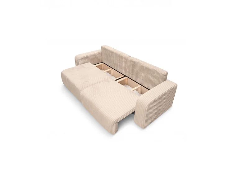Canapé convertible 3 places en velours côtelé crème SOFA MELO