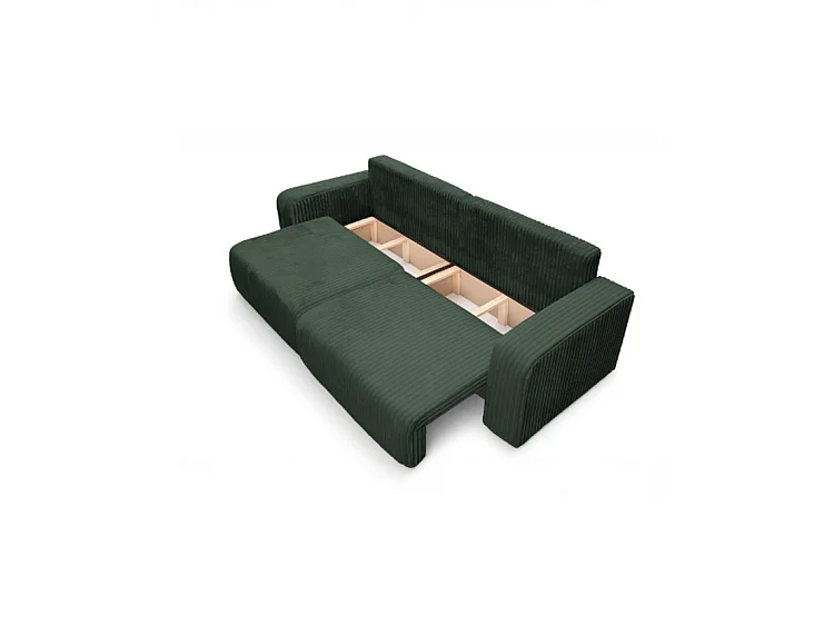 Canapé convertible 3 places en velours côtelé vert foncé SOFA MELO