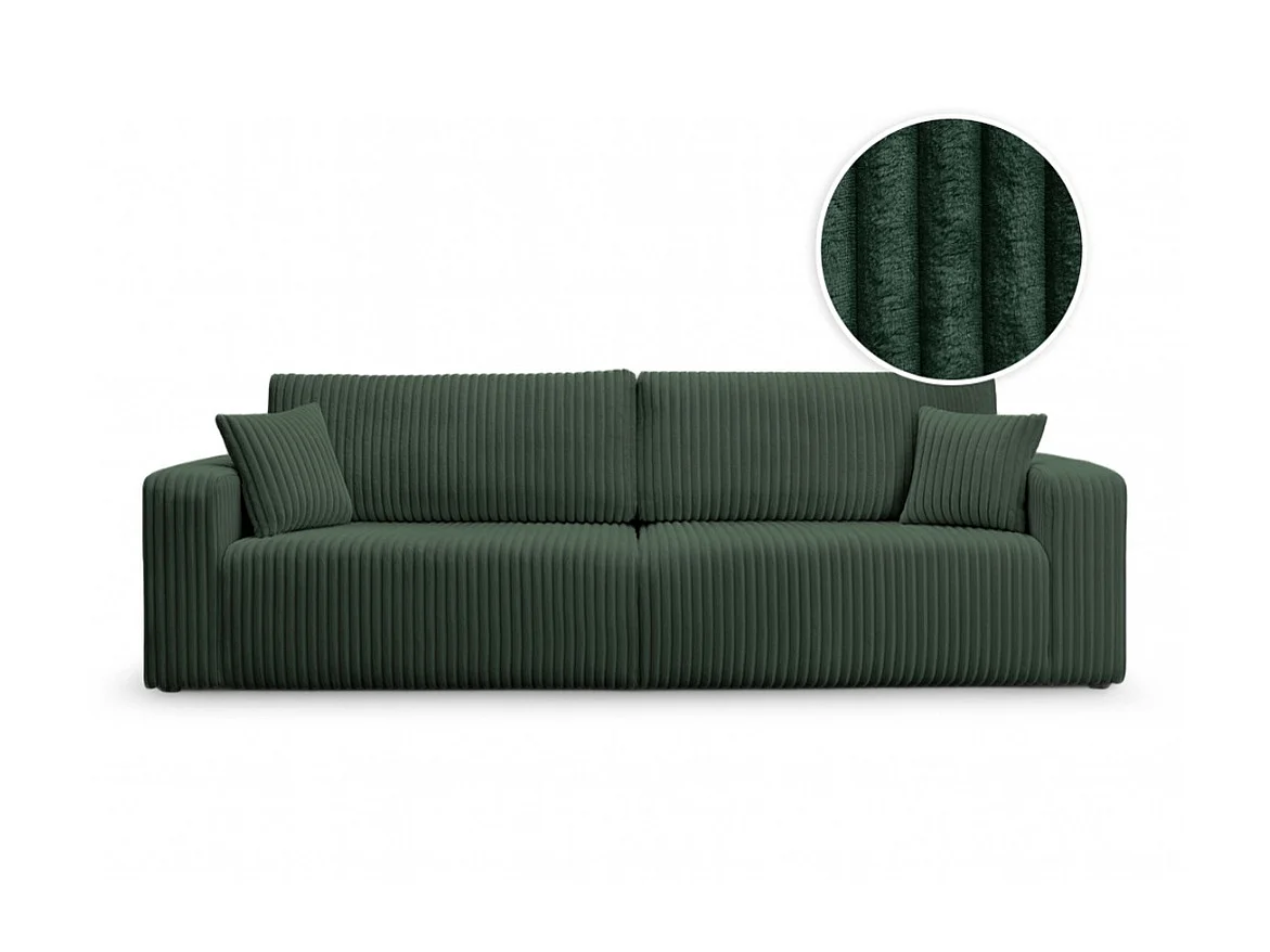 Canapé convertible 3 places en velours côtelé vert foncé SOFA MELO