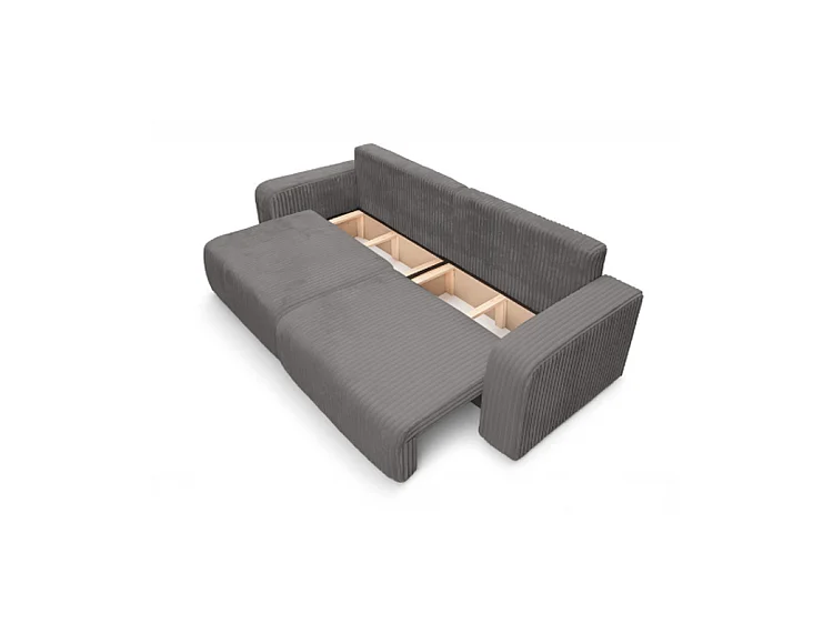 Canapé convertible 3 places en velours côtelé gris SOFA MELO