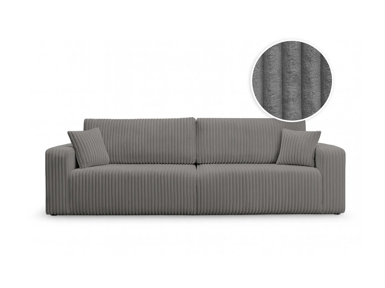 Canapé convertible 3 places en velours côtelé gris SOFA MELO