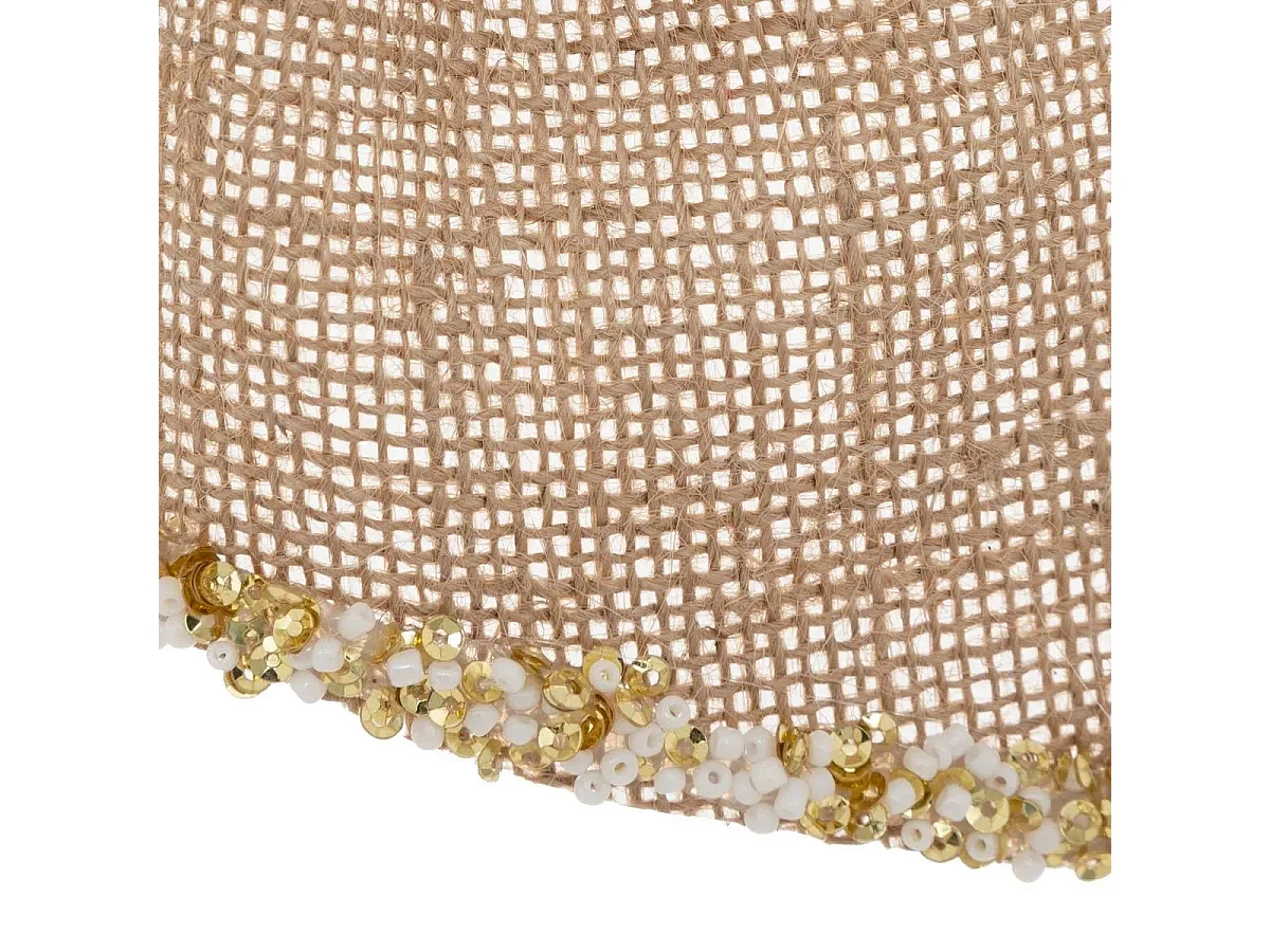 Nœud Déco Noël en Jute "Givré" 24cm Naturel