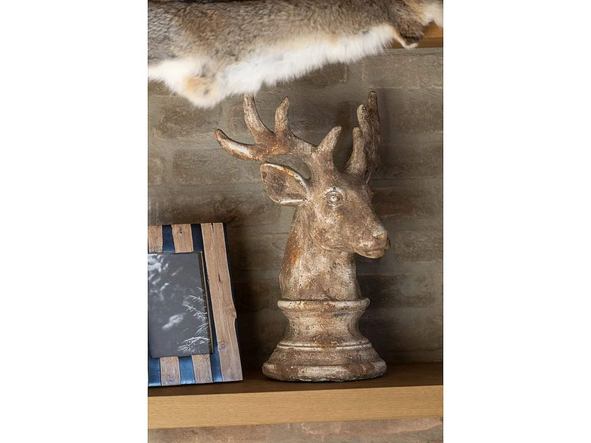Tête de Cerf en Résine "Chalet" 33cm Taupe