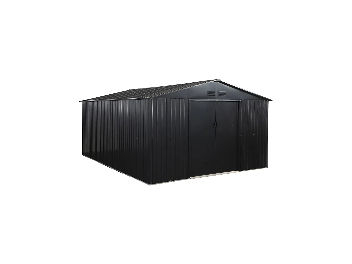 Abri de jardin acier galvanisé 15.35m² avec kit d'ancrage anthracite - Viroloix